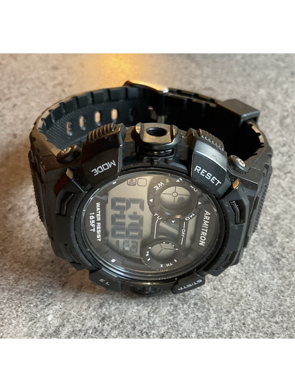 Armitron 40/8393 Sports Chronograph Mens Digital Watch 48mm Black Case/Band A2